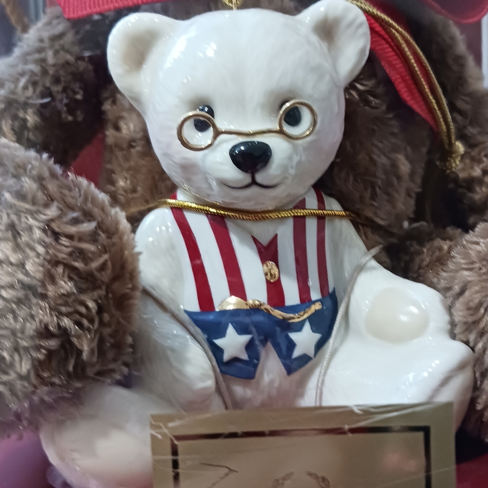 LENOX 100TH Anniversary American Bears Ornament & Teddy Plush Set - Picture 3 of 10